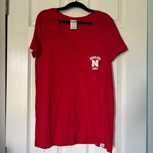 Victoria’s Secret PINK Nebraska Huskers V-neck Shirt